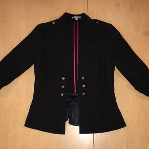 Small black blazer with rustic gold buttons